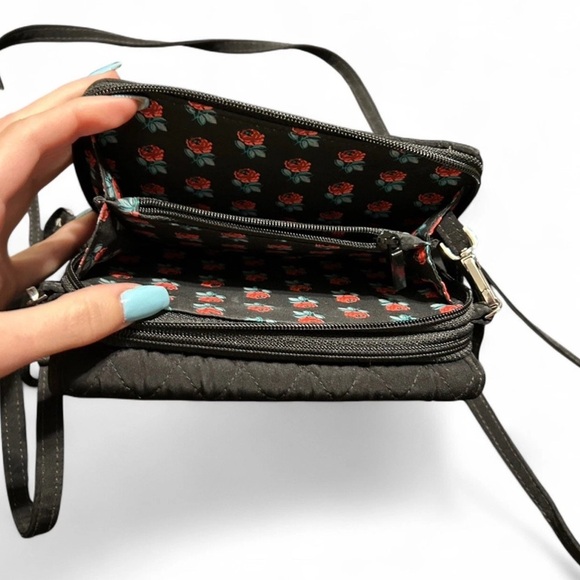 Vera Bradley Black Quilted Crossbody Purse Bag - Picture 2 of 4